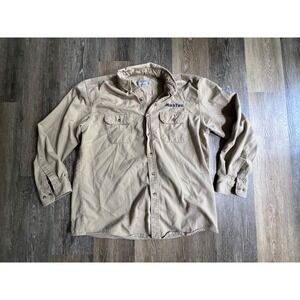 Tyndale FR Work Shirt Mens XL Tan Excellent MasTec Flame Resistant Made in USA